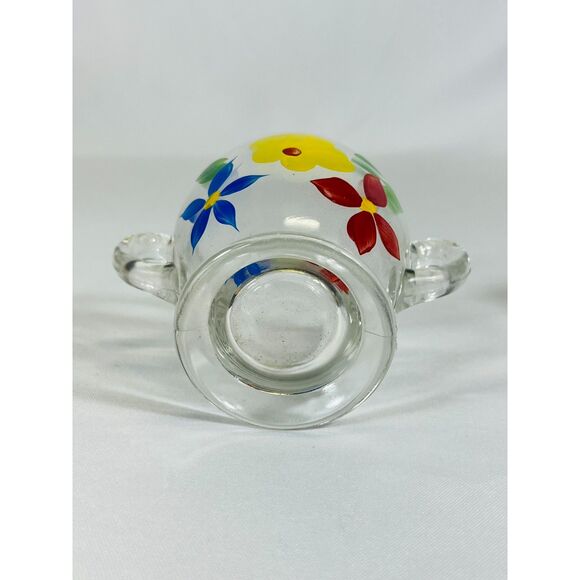 Vintage Bartlett Collins Hand Painted Flower Glass Cream & Sugar Set - Picture 3 of 8